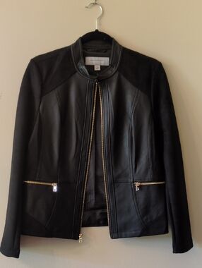 Marc New York Andrew Marc Black Leather Zip-Front Women's Jacket
